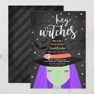 Halloween Cute Hej Witches Halloween Tea Party Inbjudningar