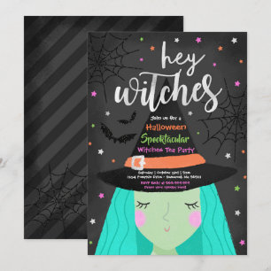 Halloween Cute Hej Witches Halloween Tea Party Inbjudningar