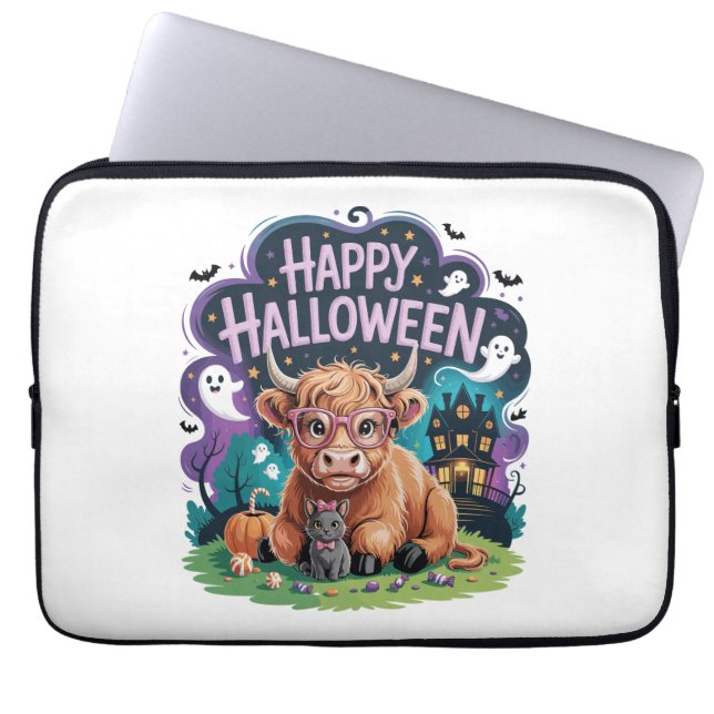 Halloween Cute Highland Cow (2) Laptop Fodral (Framsidan)