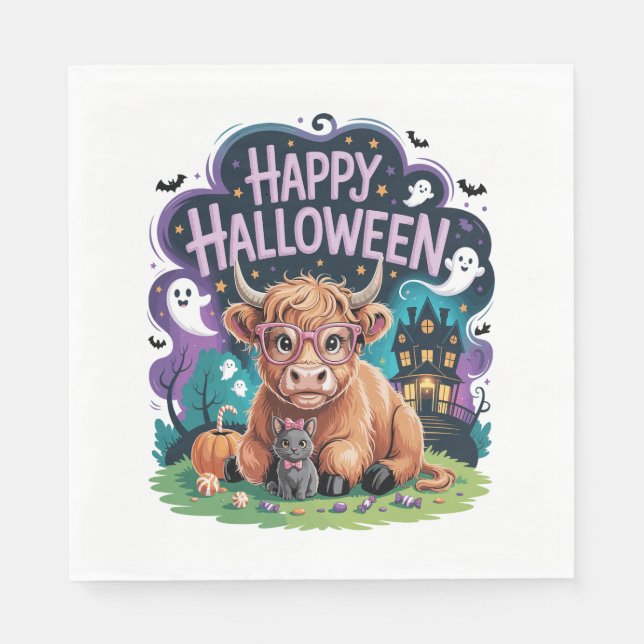 Halloween Cute Highland Cow (2) Pappersservett (Framsidan)