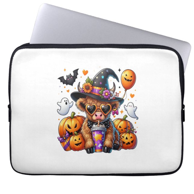 Halloween Cute Highland Cow Laptop Fodral (Framsidan)