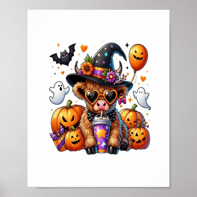 Halloween Cute Highland Cow Poster (Framsidan)