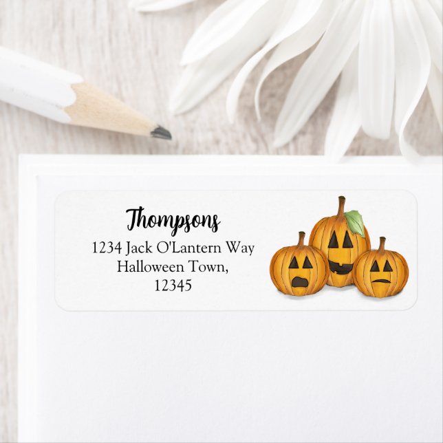 Halloween Cute Jack O'lanterns Returadress Returadress Etikett (Insitu)