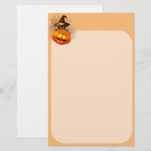 Halloween Cute Kattunge Witch och Pumpkin Friend Brevpapper