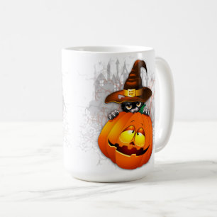 Halloween Cute Kattunge Witch och Pumpkin Friend Kaffemugg