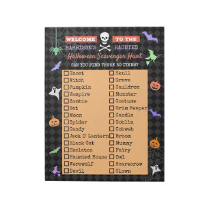 Halloween Cute Kids Scavenger Hunt List Anteckningsblock