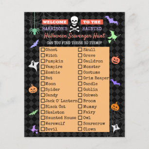 Halloween Cute Kids Scavenger Hunt List Flygblad