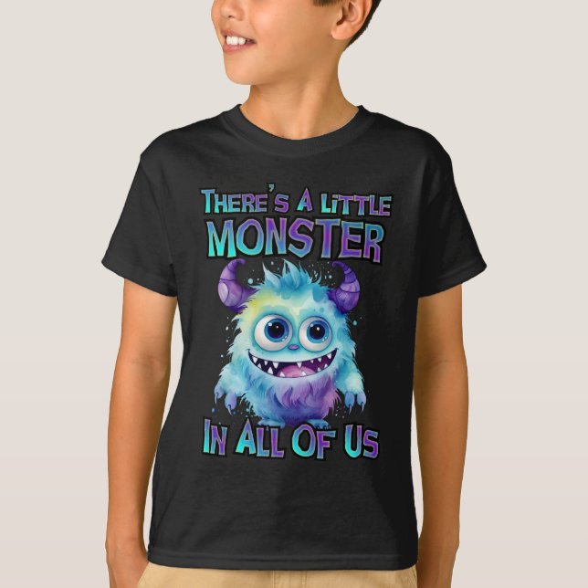 Halloween Cute Lila Monster T Shirt (Framsida)
