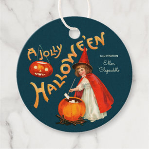 Halloween Cute, lilla häxa CC1241 Clapsaddle Gåvor Etiketter