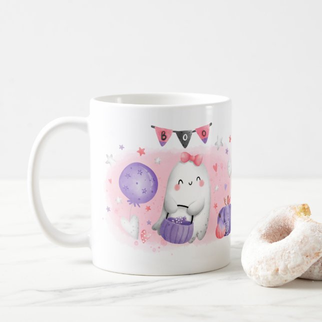 Halloween Cute Little Boo Rosa Coffee Mugg (Med munk)