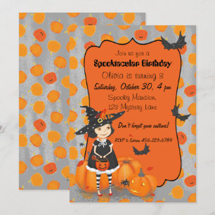 Halloween Cute Little Witch Inbjudningar