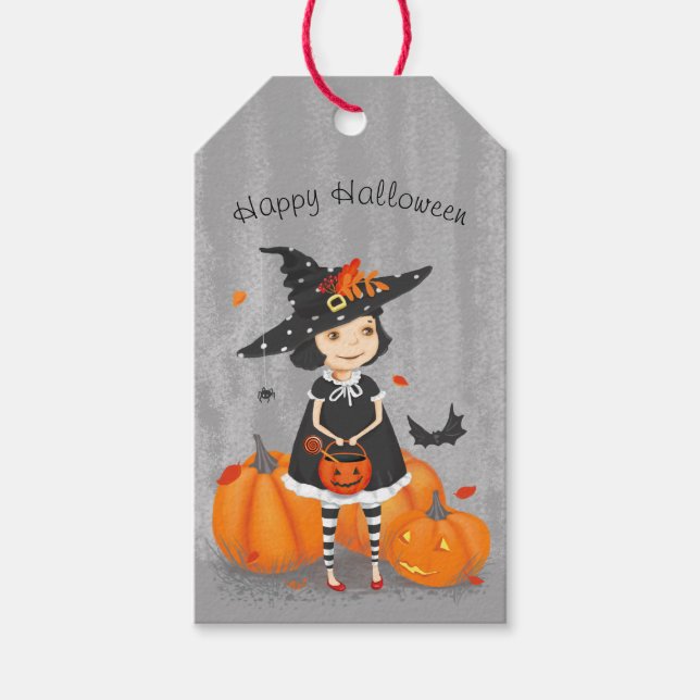 Halloween Cute Little Witch Presentetikett (Framsidan)