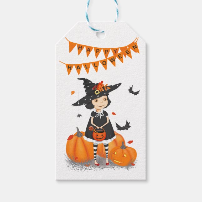 Halloween Cute Little Witch Presentetikett (Framsidan)