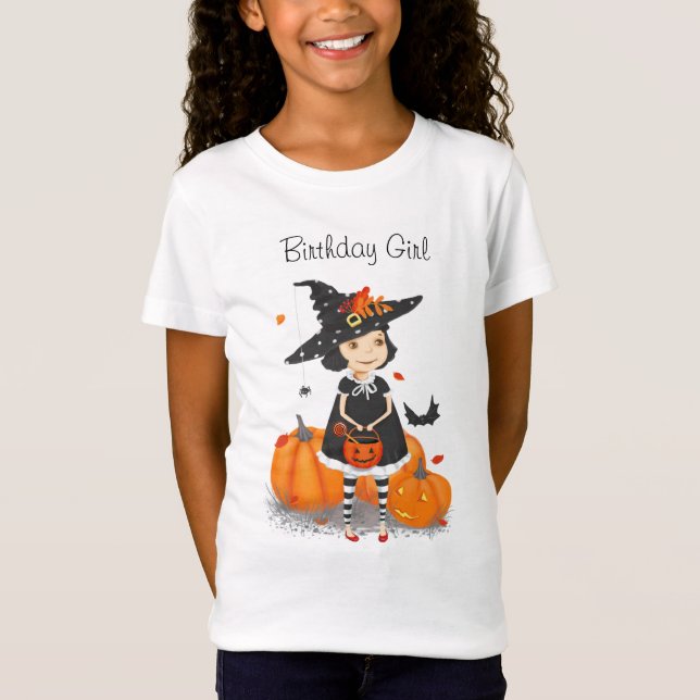Halloween Cute Little Witch T Shirt (Framsida)
