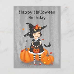 Halloween Cute Little Witch Vykort