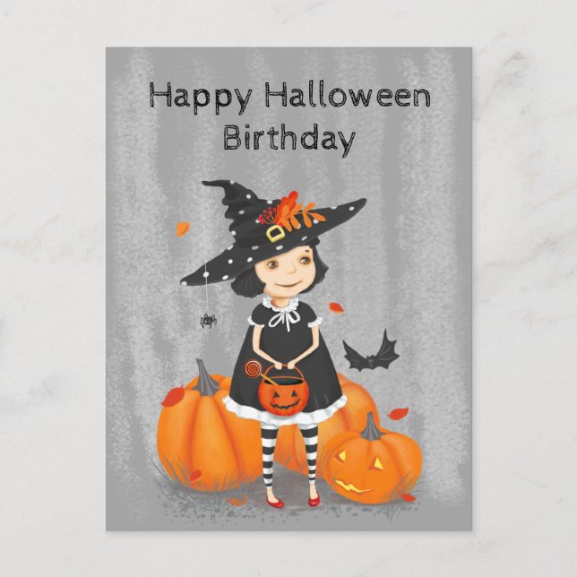 Halloween Cute Little Witch Vykort (Framsida)