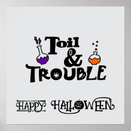 Halloween Cute Ljuny Whimsical Toil & Trouble Poster