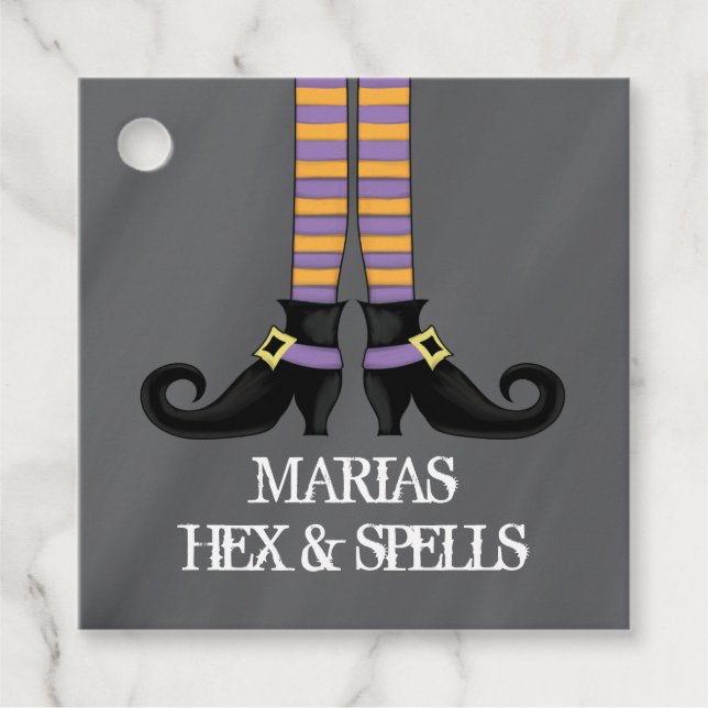 Halloween Cute-nuny Whimsical Witch Shoes Gåvor Etiketter (Framsida)