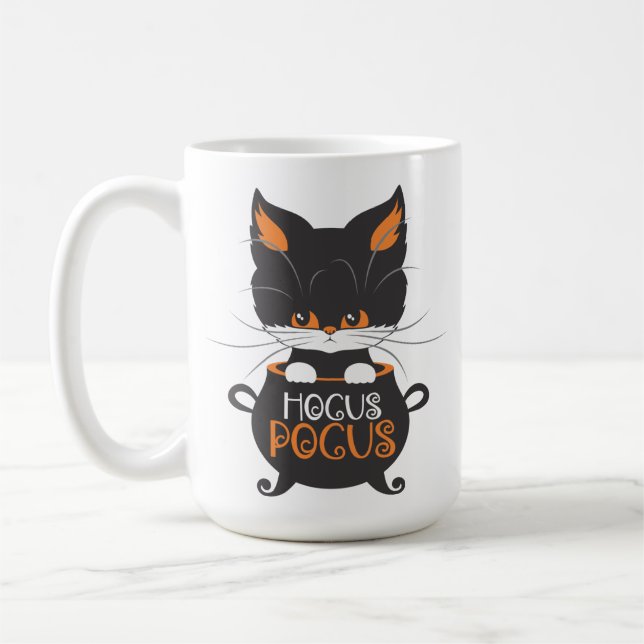 HALLOWEEN CUTE ORANGE & BLACK CAT I CAULDRON KAFFEMUGG (Vänster)