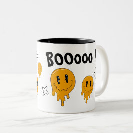 Halloween Cute Orange-spöke ☜ Anpassningsbar Två-Tonad Mugg