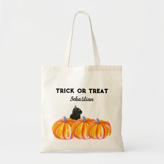 Halloween Cute Pumpkin Black cat Modern Tygkasse (Framsidan)