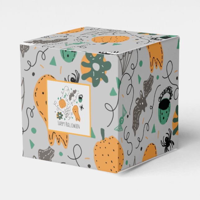 Halloween Cute Pumpkin Fladdermus Doodle Mönster G Presentaskar (Framsidan Sidan)