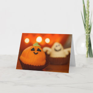Halloween Cute Pumpkin Ghost Cuptårta Kort