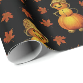Halloween Cute Pumpkin Höst löv Mönster Presentpapper