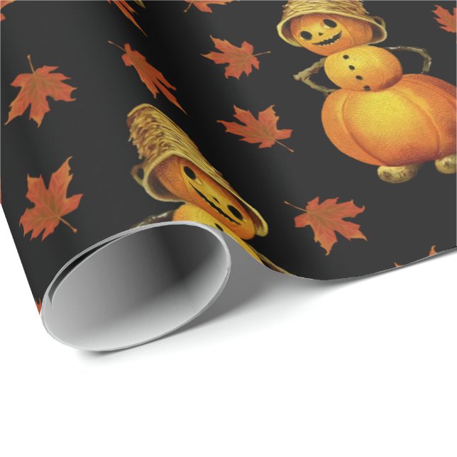 Halloween Cute Pumpkin Höst löv Mönster Presentpapper (Rullad Hörn)