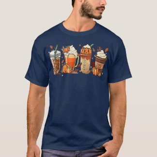 Halloween Cute Pumpkin Spice Coffee Latte Fall Aut T Shirt
