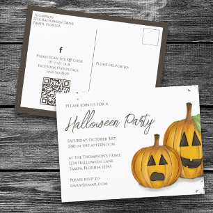 Halloween Cute Pumpkins Jack Simple Social Media Vykort