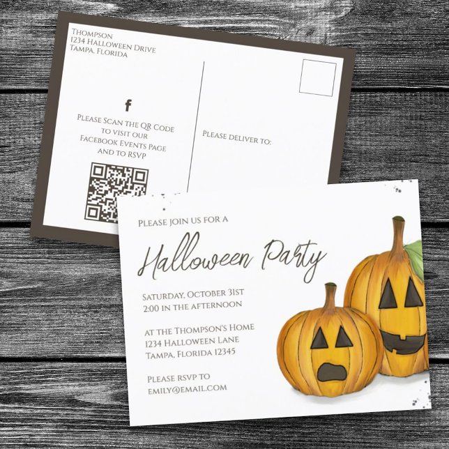 Halloween Cute Pumpkins Jack Simple Social Media Vykort (Skapare uppladdad)