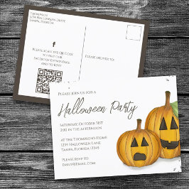 Halloween Cute Pumpkins Jack Simple Social Media Vykort