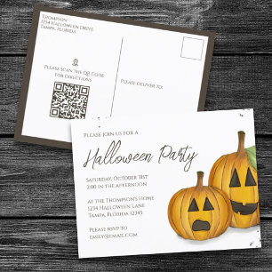 Halloween Cute Pumpkins Jack Simple Social Media Vykort
