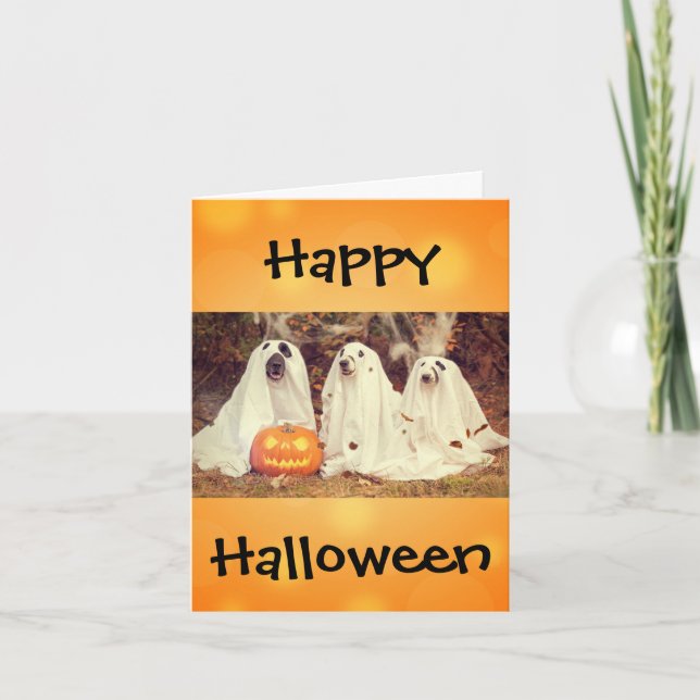 Halloween Cute Rolig hund Ghost Costume Kort (Framsida)