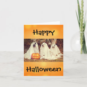 Halloween Cute Rolig hund Ghost Costume Kort