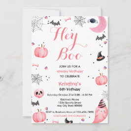 Halloween Cute Rosa Ghost Birthday Spooktacular Inbjudningar