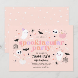 Halloween Cute Rosa Ghost Birthday Spooktacular Inbjudningar