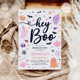 Halloween Cute Rosa Ghost Birthday Spooktacular Inbjudningar