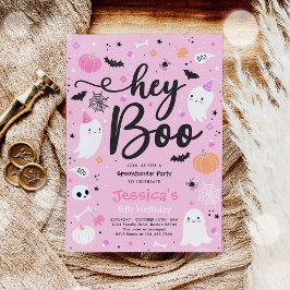 Halloween Cute Rosa Ghost Birthday Spooktacular Inbjudningar