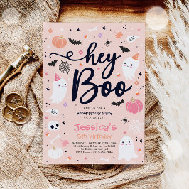 Halloween Cute Rosa Ghost Birthday Spooktacular Inbjudningar