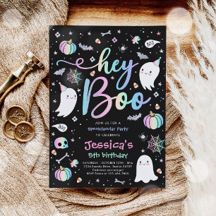 Halloween Cute Rosa Ghost Birthday Spooktacular Inbjudningar