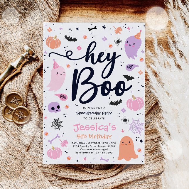 Halloween Cute Rosa Ghost Birthday Spooktacular Inbjudningar (Skapare uppladdad)