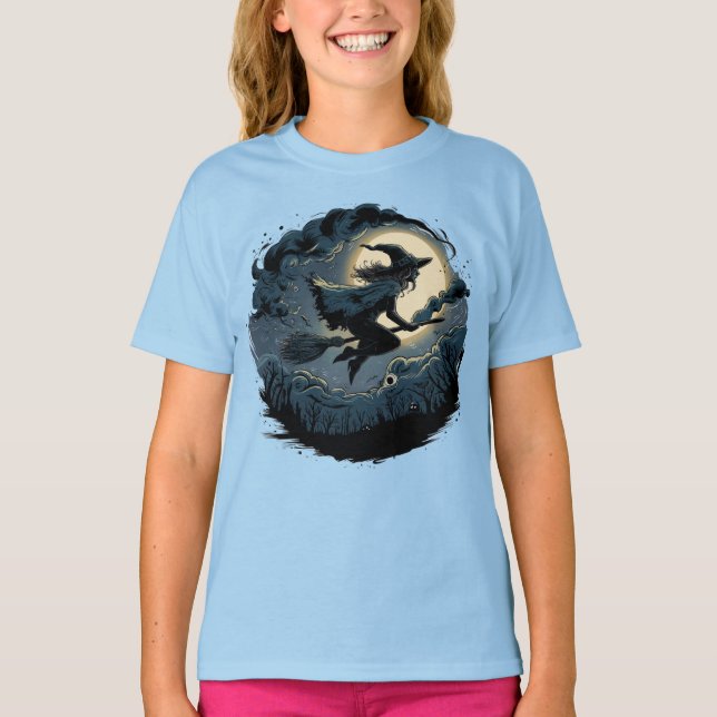 Halloween Cute Scary Witch T Shirt (Framsida)