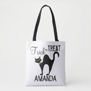 Halloween Cute Simple Bus eller godis Black Cat Tygkasse