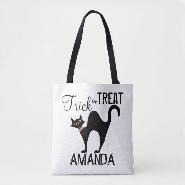 Halloween Cute Simple Bus eller godis Black Cat Tygkasse (Framsida)