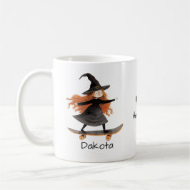 Halloween Cute Skateboarding Witch Personalize Kaffemugg