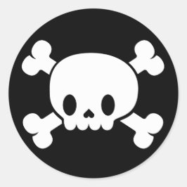 Halloween Cute Skull och Crossbone Sticker Runt Klistermärke