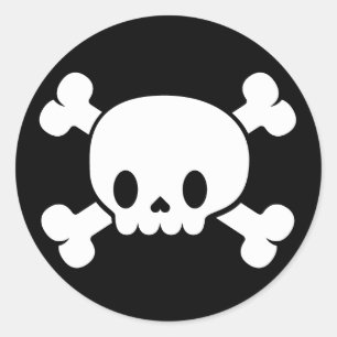 Halloween Cute Skull och Crossbone Sticker Runt Klistermärke