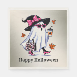 Halloween Cute Snyggt Witch Ghost Coffee Kopp Pappersservett